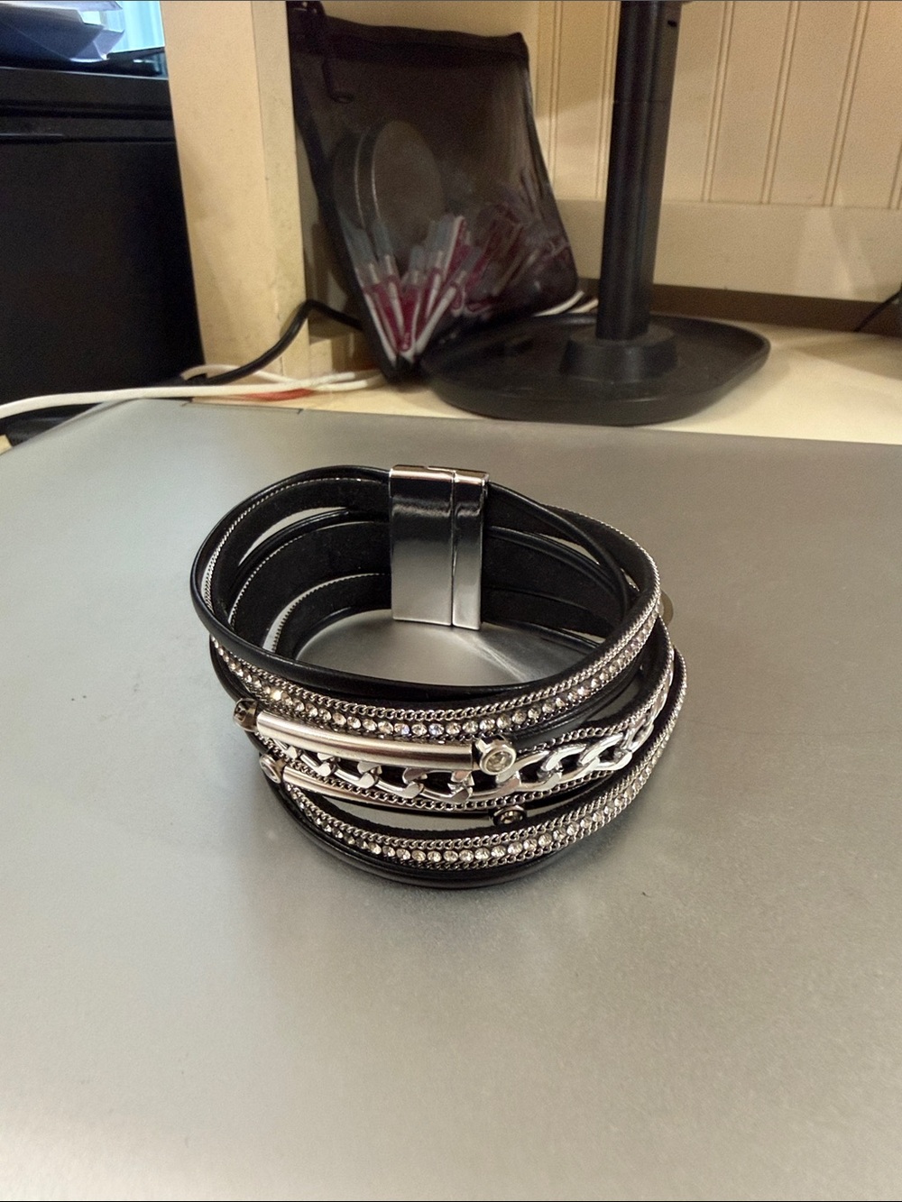 Silver and black stacking bracelet. Never worn   NWOT